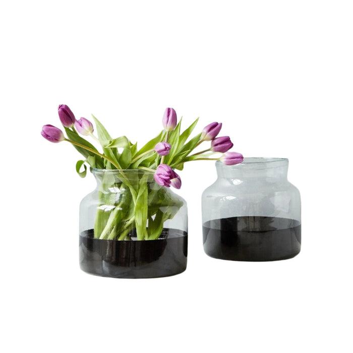 Black Colorblock Flower Vase