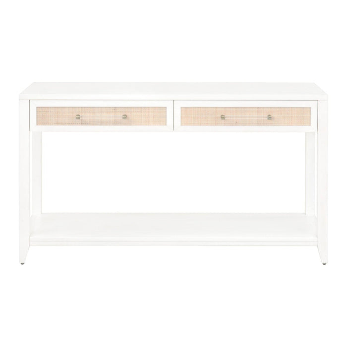 Hiland Rattan And White Console Table