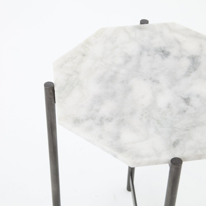 Aubrey Marble & Grey Aluminum Accent Table