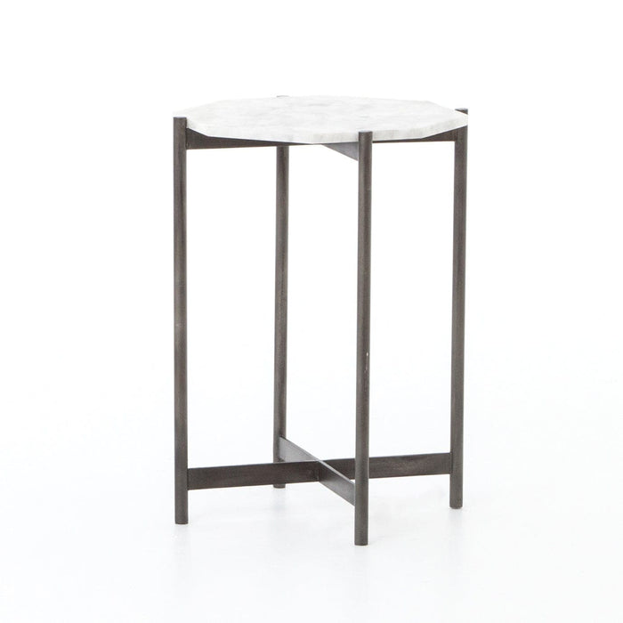 Aubrey Marble & Grey Aluminum Accent Table