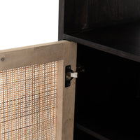 Corynn Black Mango & Rattan Bookshelf