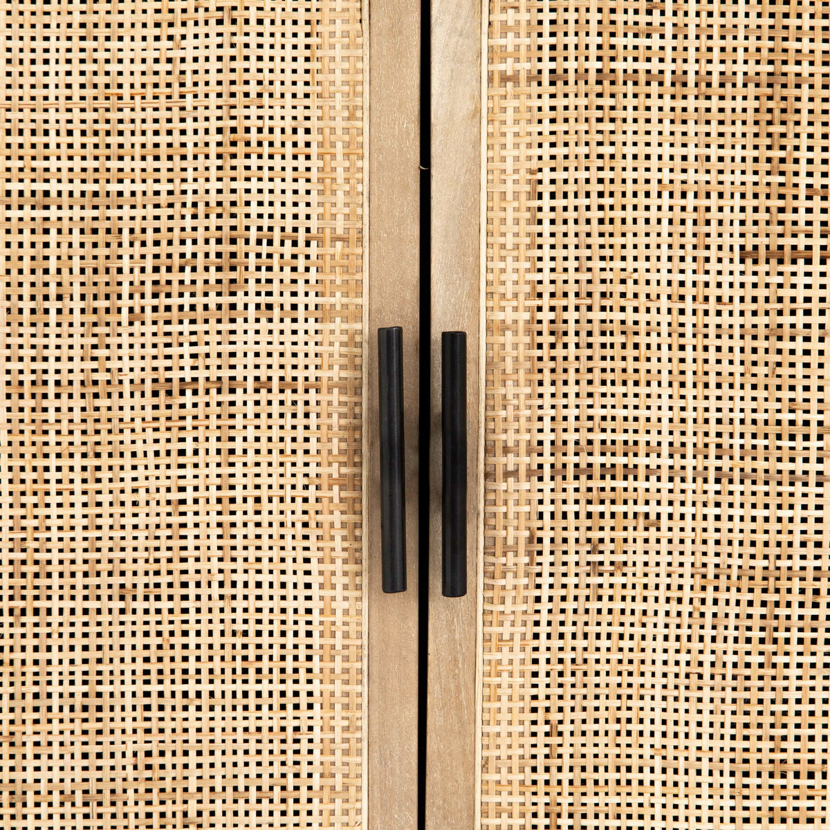 Corynn Black Mango & Rattan Bookshelf