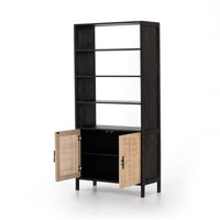 Corynn Black Mango & Rattan Bookshelf