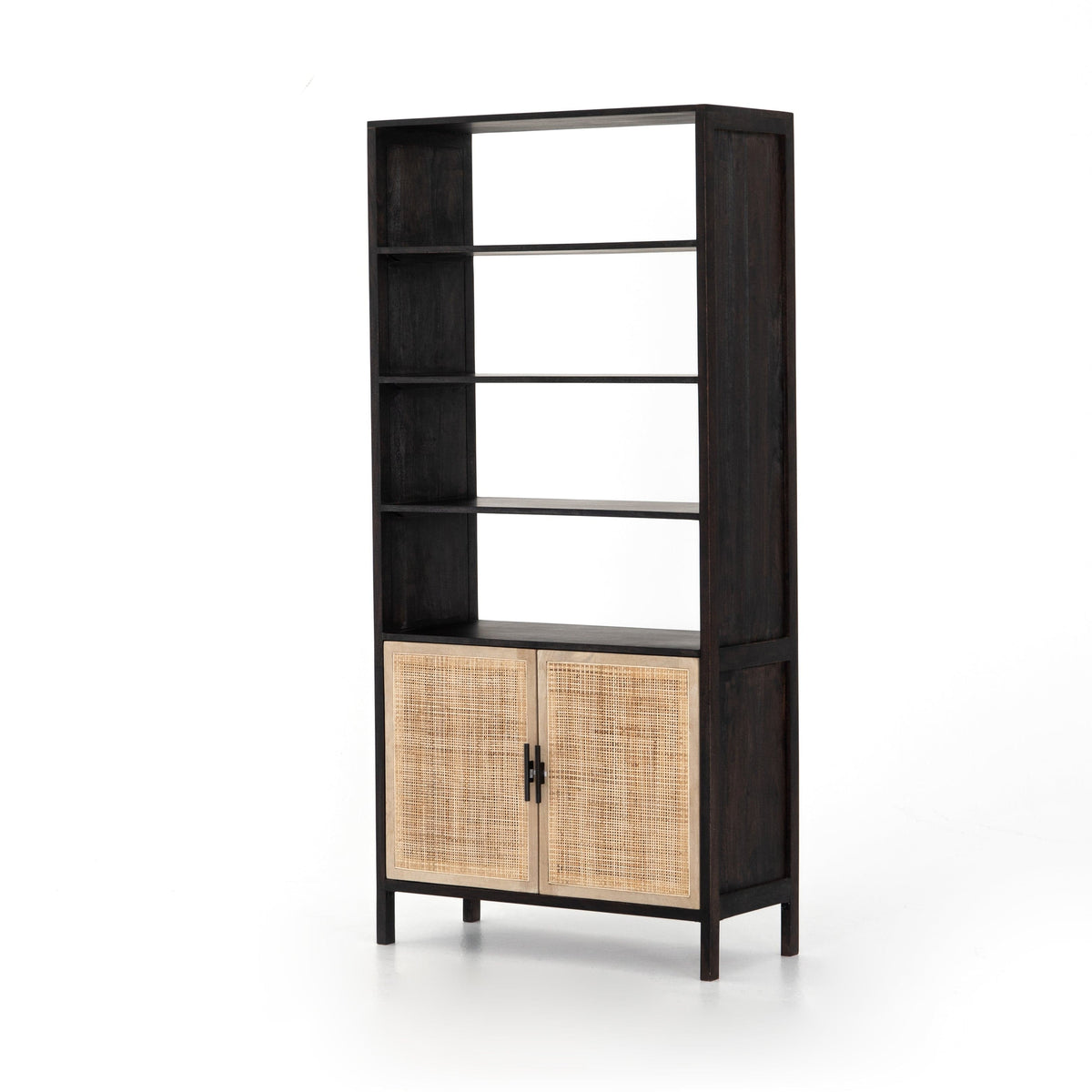 Corynn Black Mango & Rattan Bookshelf