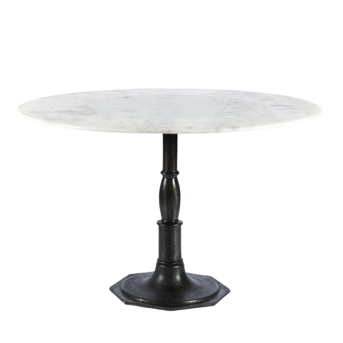 Logan Black Iron & Marble Round Dining Table