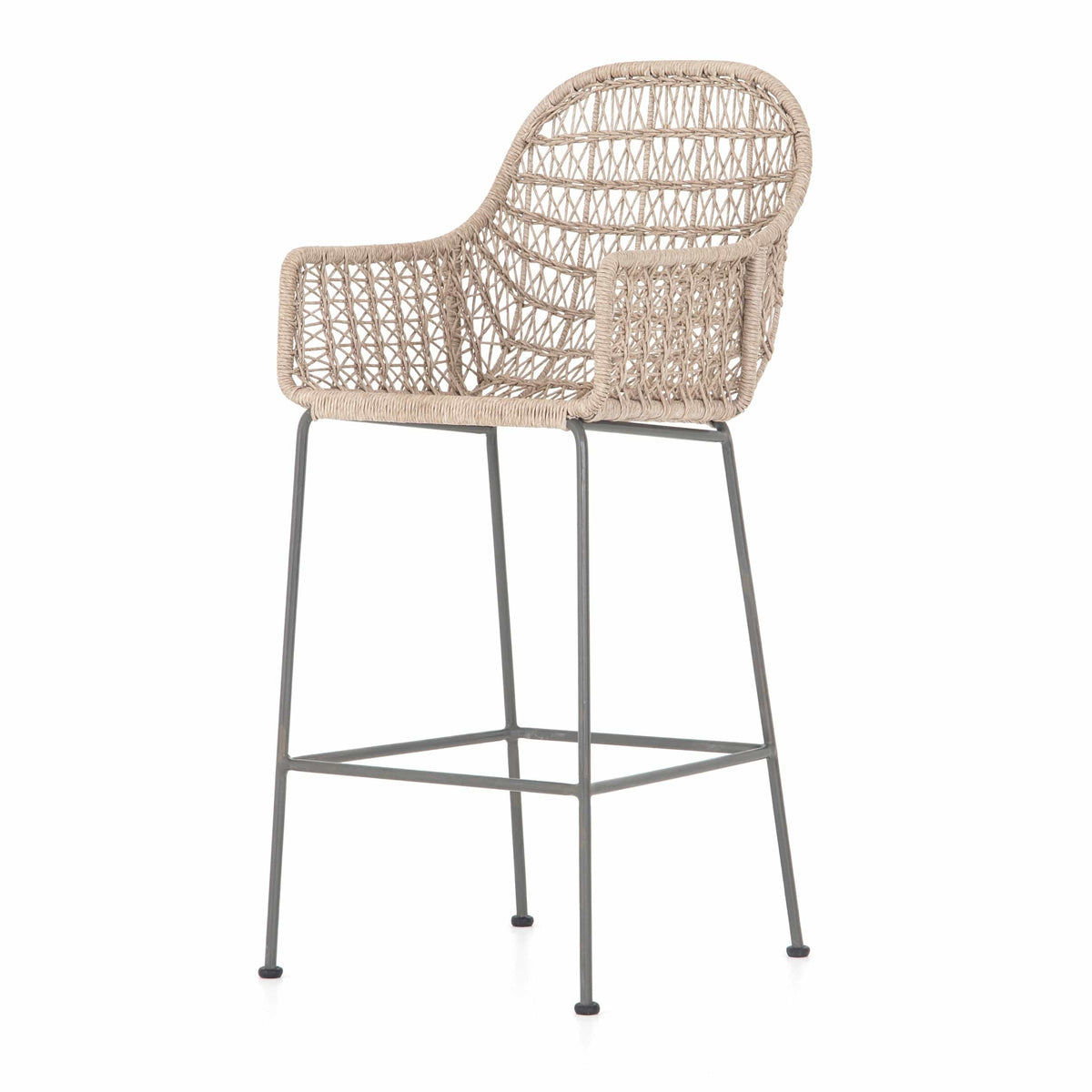 Benito Vintage White Woven Bar Stool