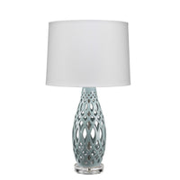 Filigree Table Lamp in Pale Blue Ceramic