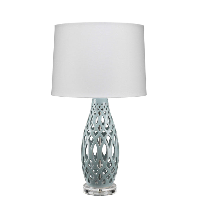 Filigree Table Lamp in Pale Blue Ceramic