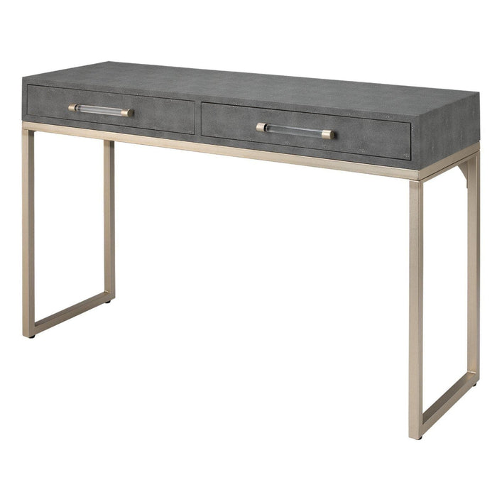 Kain Grey Shagreen & Nickel Console Table