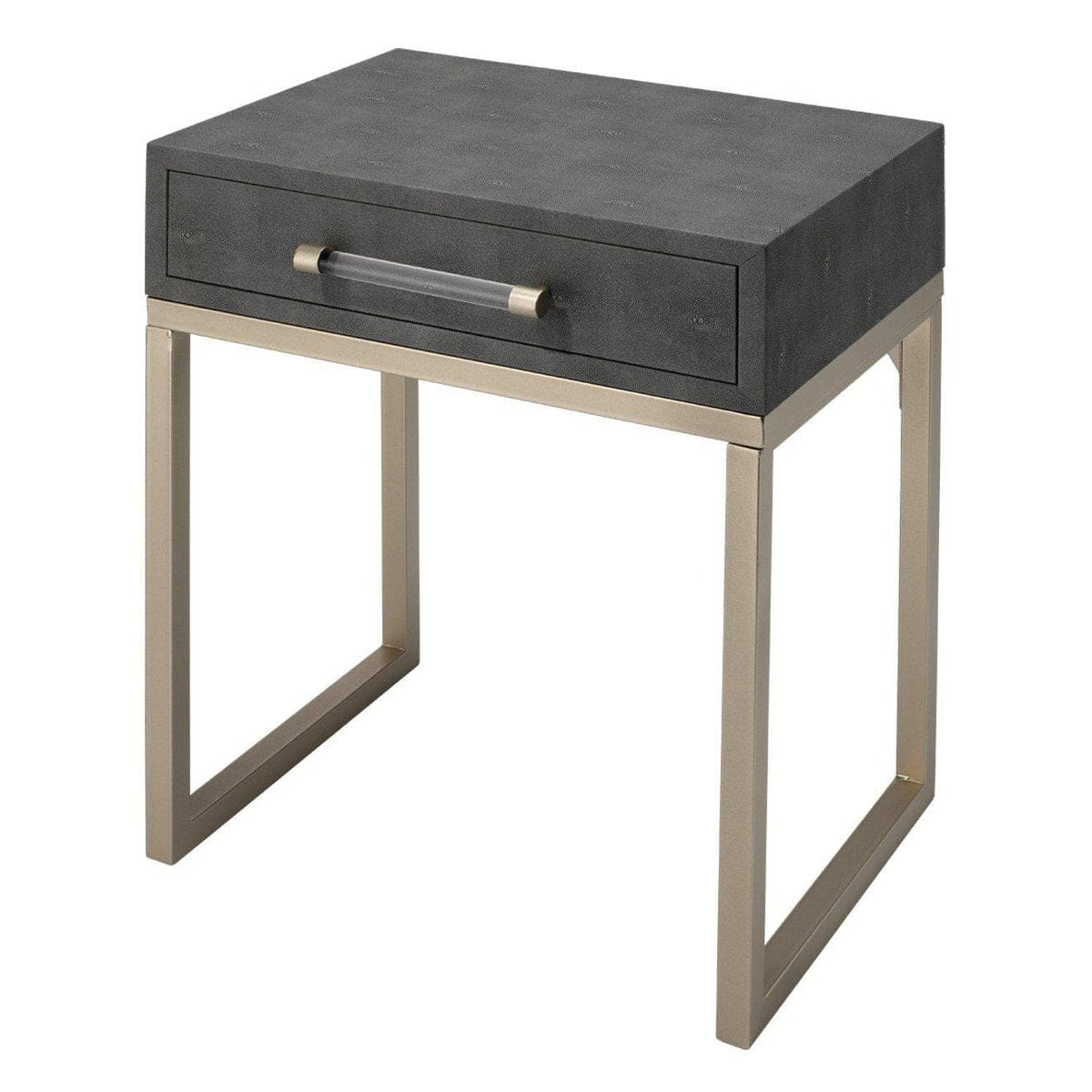 Kain Grey Shagreen & Nickel Side Table