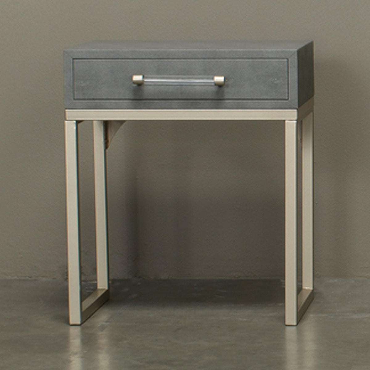 Kain Grey Shagreen & Nickel Side Table