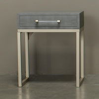 Kain Grey Shagreen & Nickel Side Table