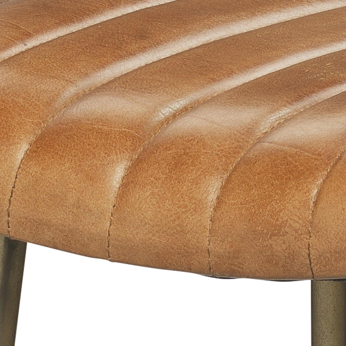 Theo Buff Leather and Gold Iron Counter Stool