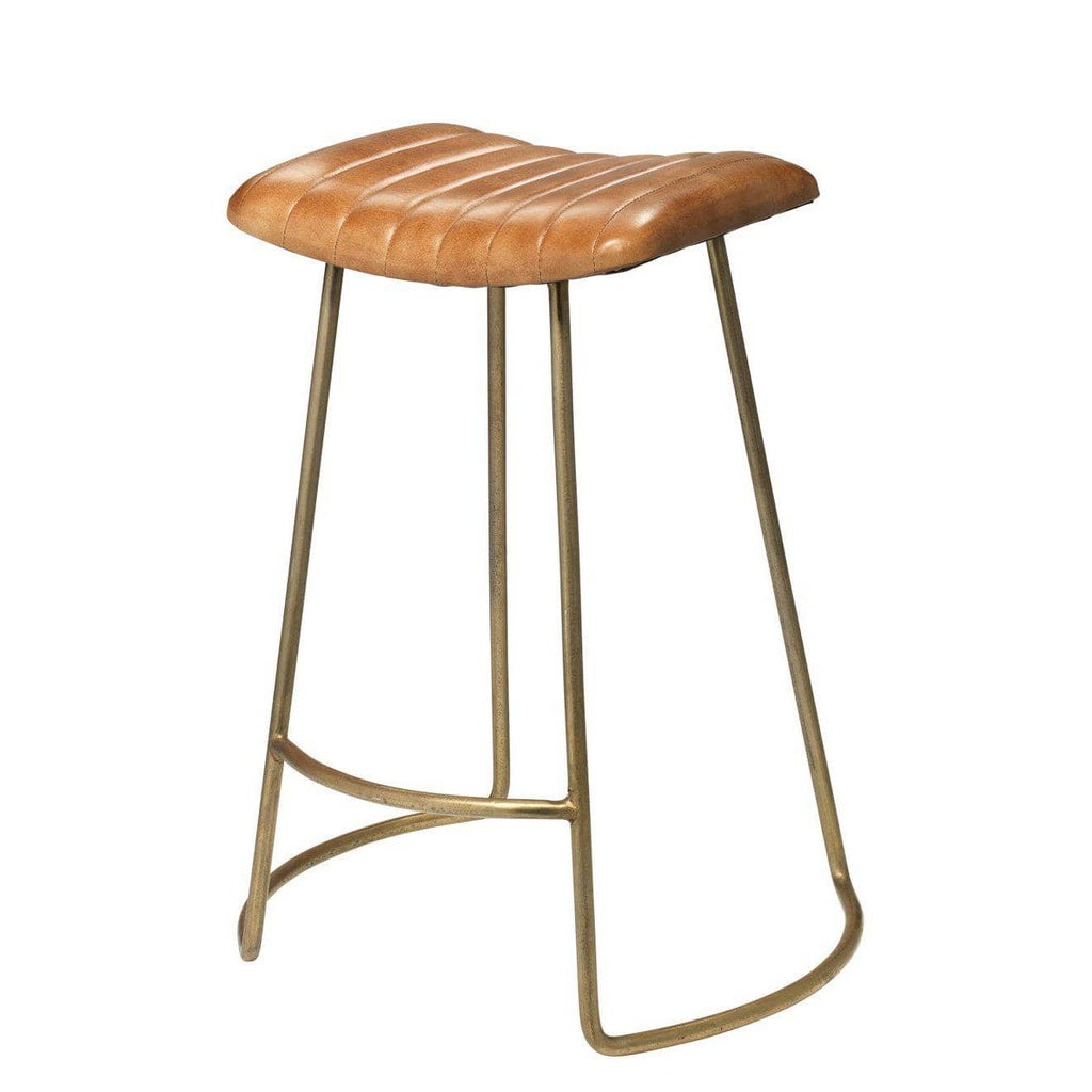 Theo Buff Leather and Gold Iron Counter Stool