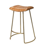 Theo Buff Leather and Gold Iron Counter Stool