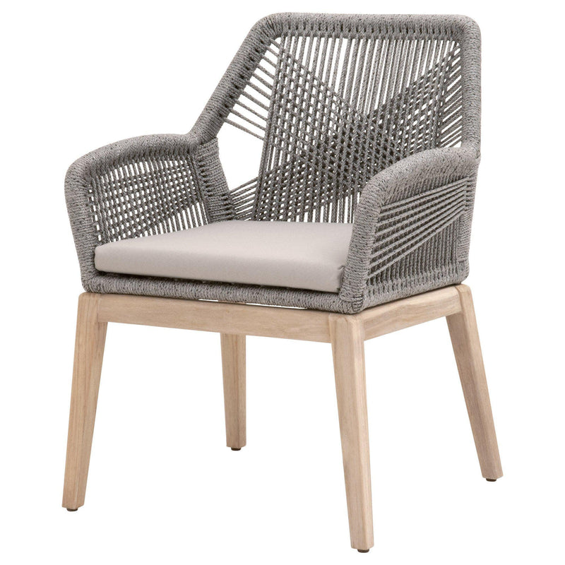 Lulu Platinum Rope Outdoor Arm Chair, Set of 2