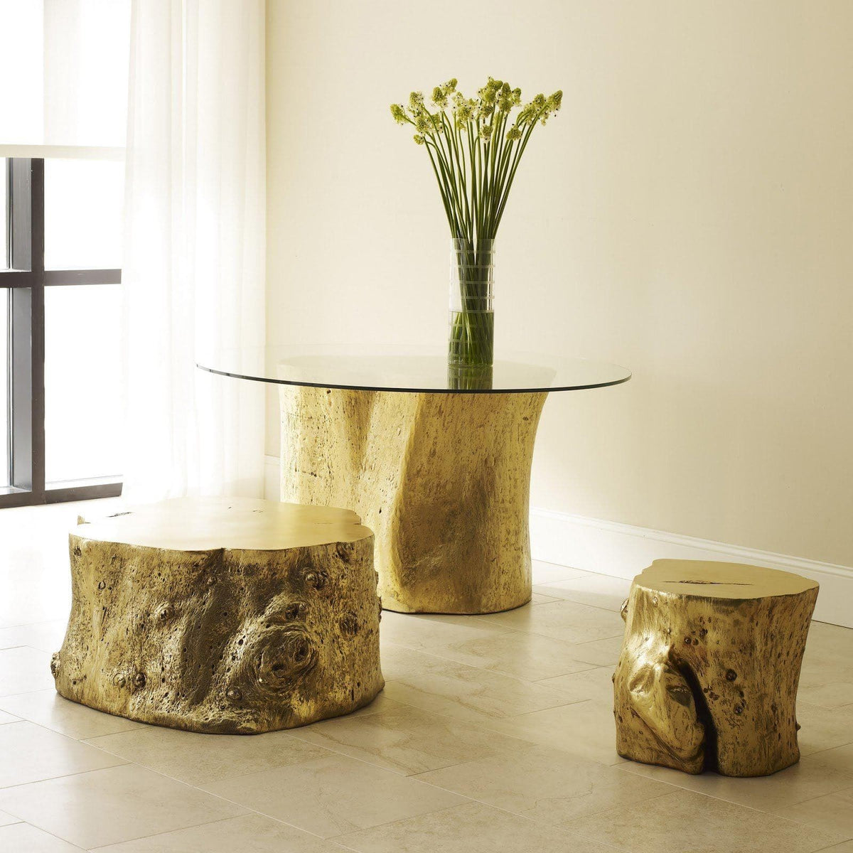 Gold Leaf Log Stool