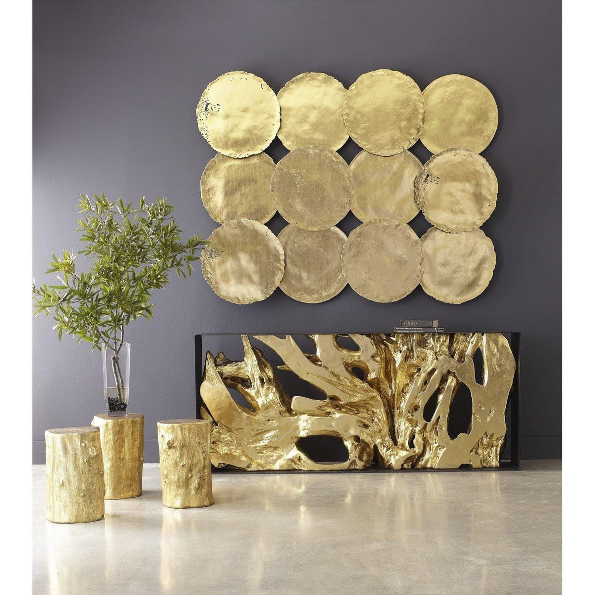 Gold Leaf Log Stool