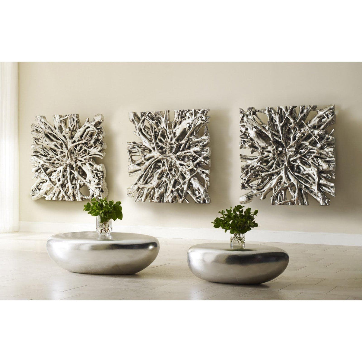 Silver Leaf Square Root Wall Art, Large