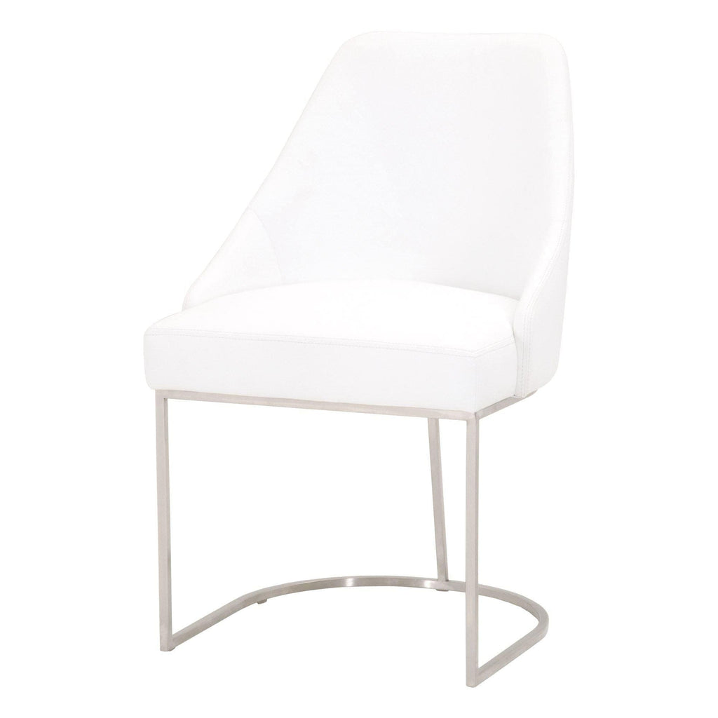 Parissa White Leather & Steel Dining Chair, Set of 2