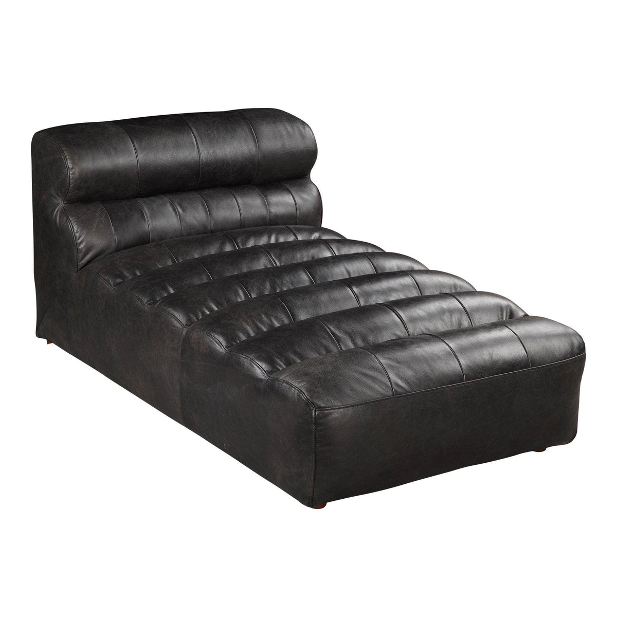 Ramsay Leather Chaise Antique Black