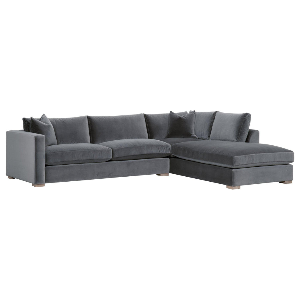 Rocco Dove Velvet Right Arm Facing Sectional