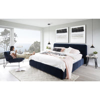 Samara Navy Blue Velvet Upholstered Bed