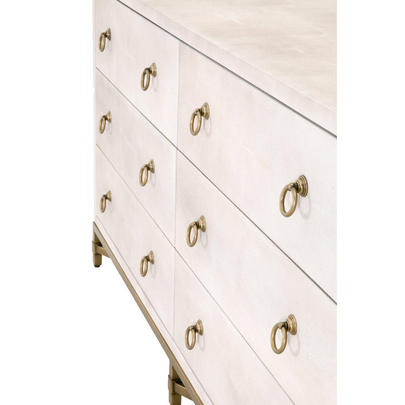Stacey White Shagreen 6-Drawer Dresser