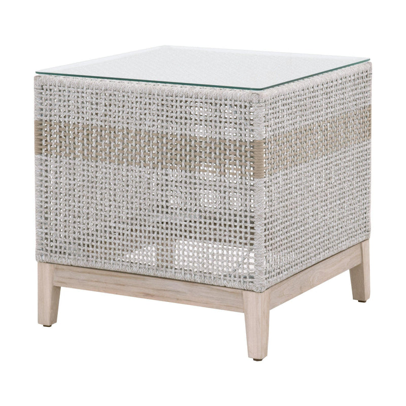 Tootsie Outdoor Taupe & White End Table