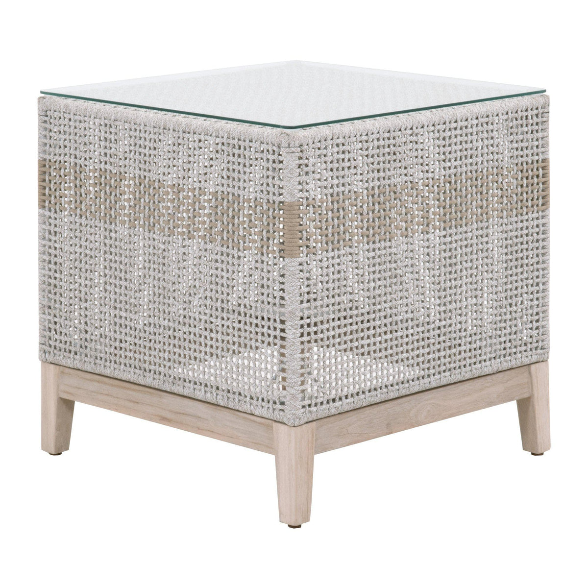 Tootsie Outdoor Taupe & White End Table