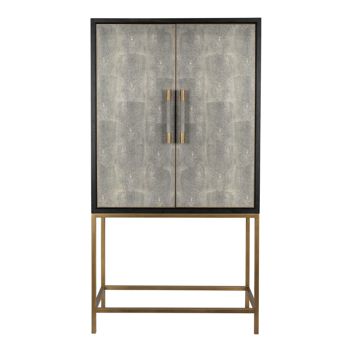 Mako Grey Shagreen & Brass Bar Cabinet