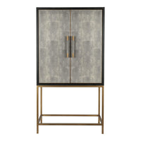 Mako Grey Shagreen & Brass Bar Cabinet