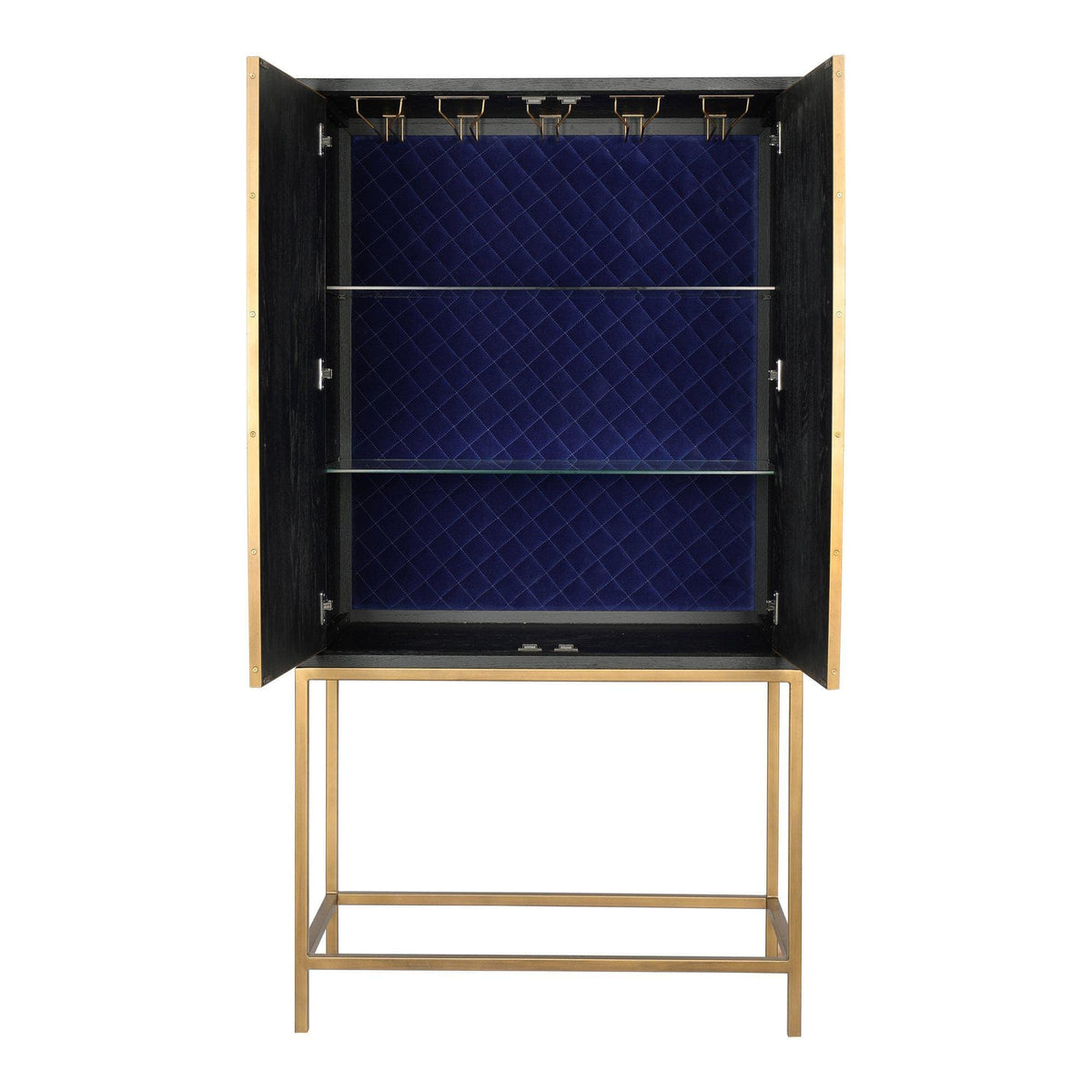 Mako Grey Shagreen & Brass Bar Cabinet