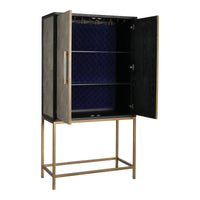 Mako Grey Shagreen & Brass Bar Cabinet