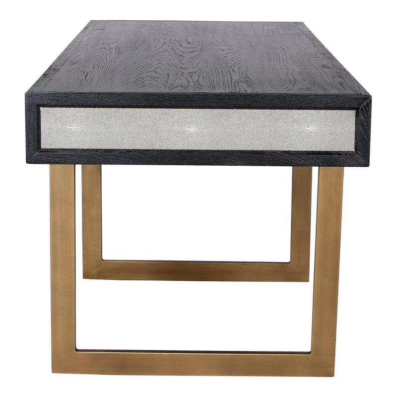 Mako Grey Shagreen & Brass Desk