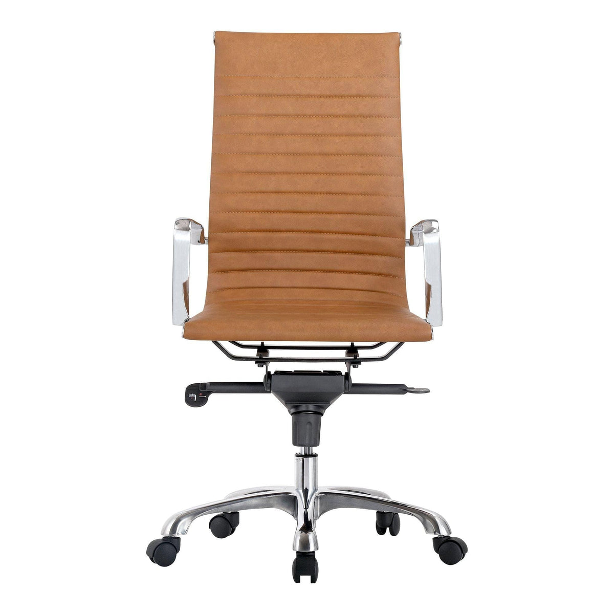 Tan Vegan Leather Swivel Office Chair