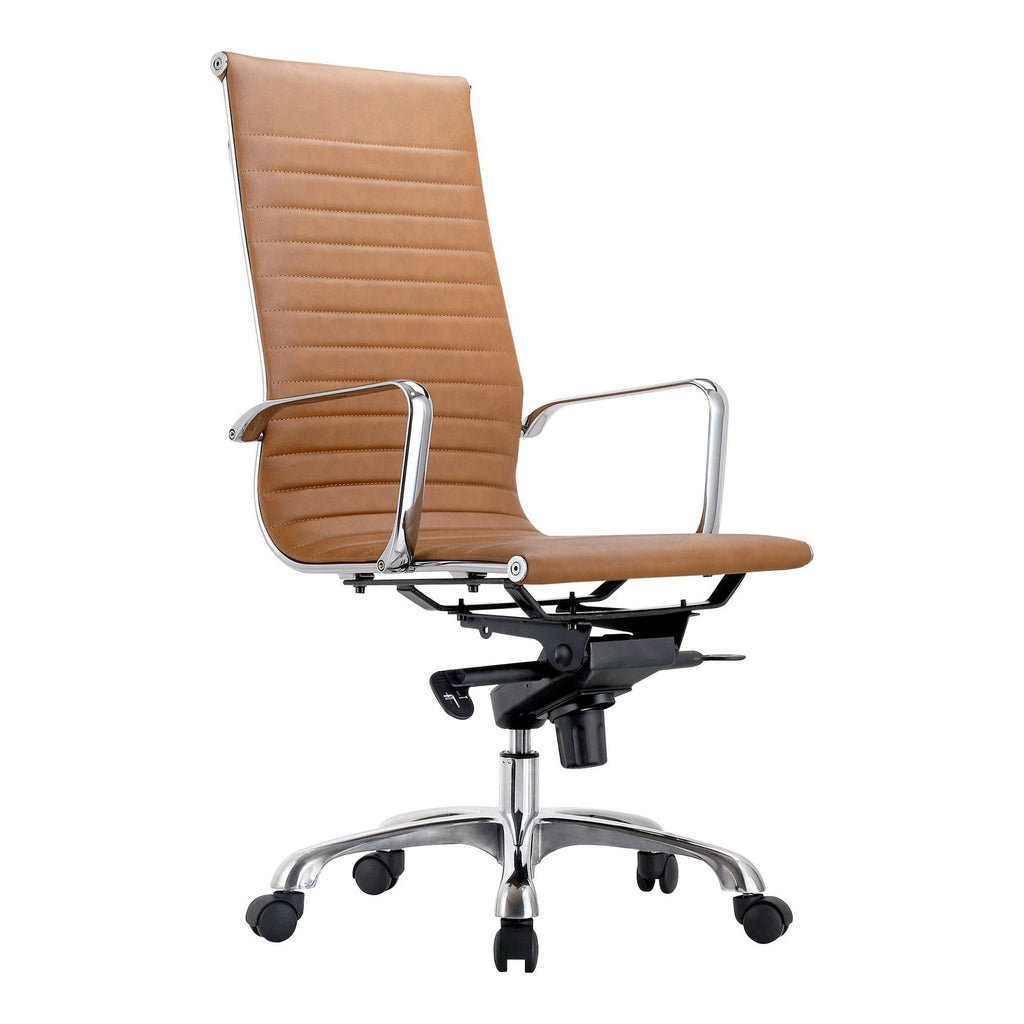Tan Vegan Leather Swivel Office Chair