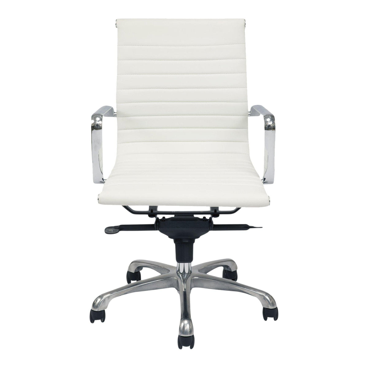 Ivory Vegan Leather Swivel Office Chair