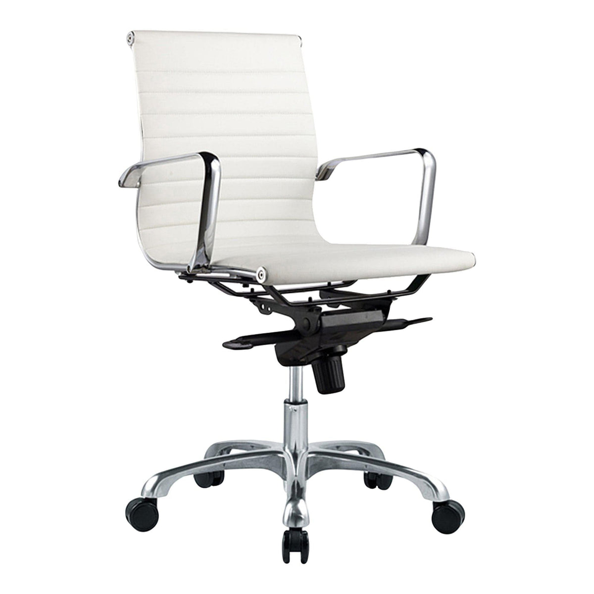 Ivory Vegan Leather Swivel Office Chair