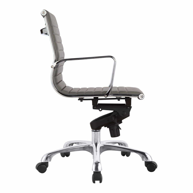 Grey Vegan Leather Low Back Swivel Office Chair