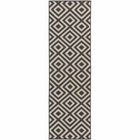 Alfresco Black & Cream Diamond Patterned Rug