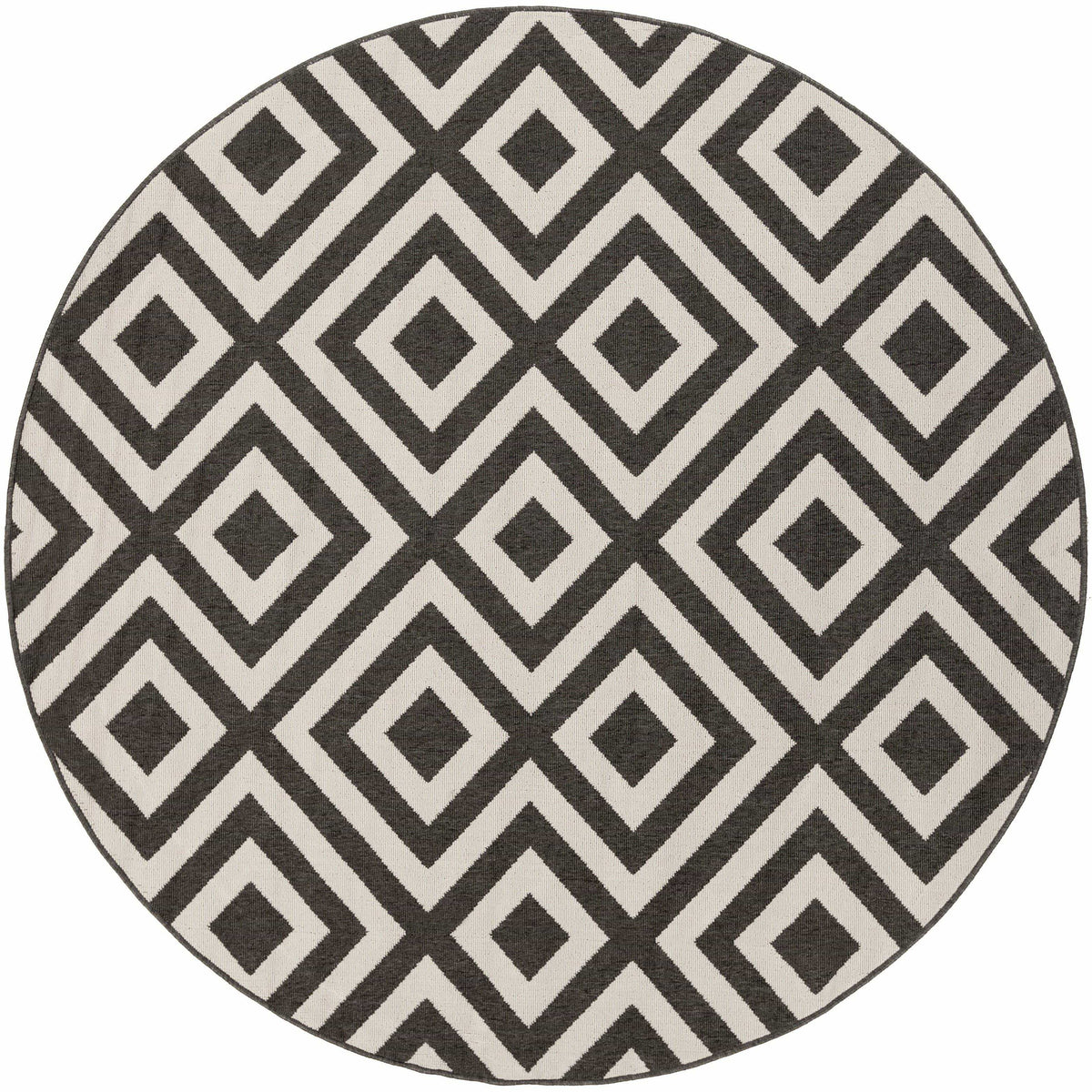 Alfresco Black & Cream Diamond Patterned Rug