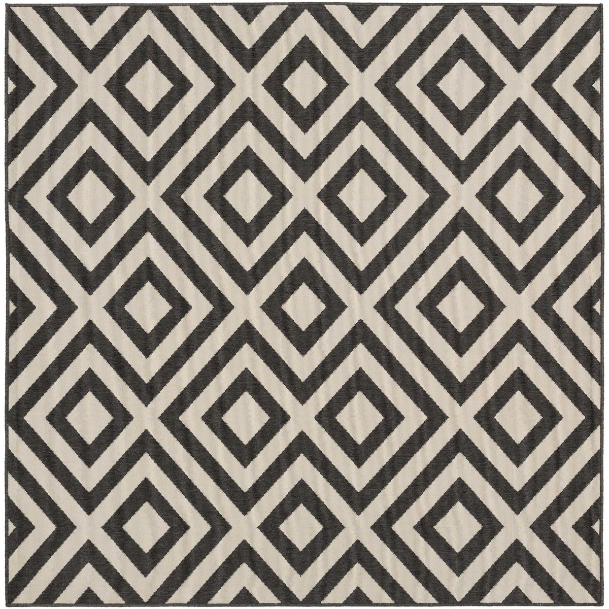 Alfresco Black & Cream Diamond Patterned Rug