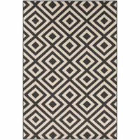 Alfresco Black & Cream Diamond Patterned Rug