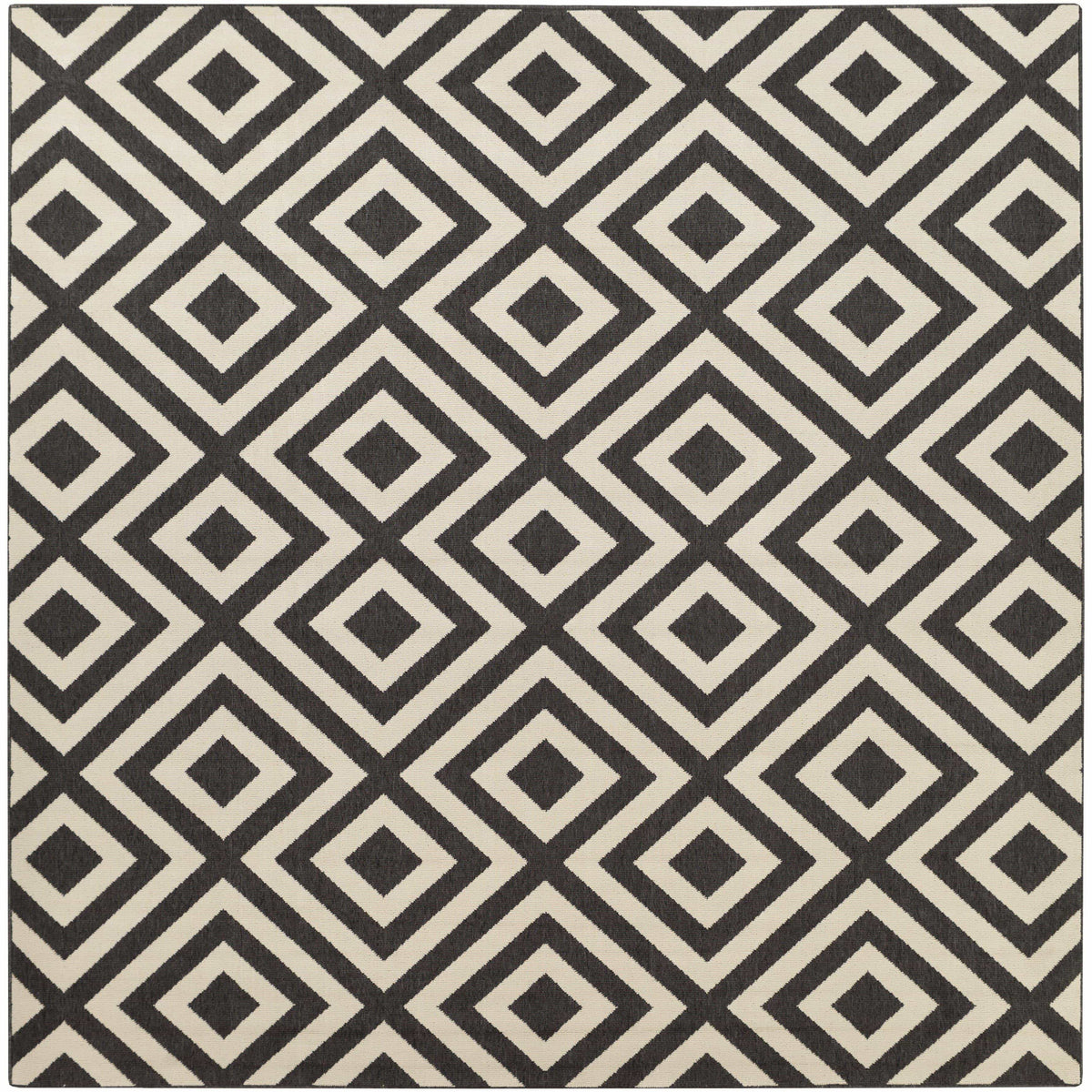 Alfresco Black & Cream Diamond Patterned Rug