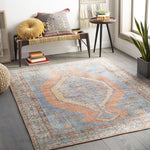 Amelie Blue & Coral Chenille Washable Rug