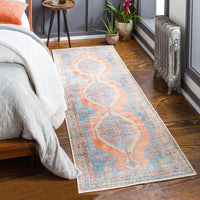 Amelie Blue & Coral Chenille Washable Rug