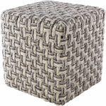 Cordoba Charcoal & Cream Basket Weave Floor Pouf