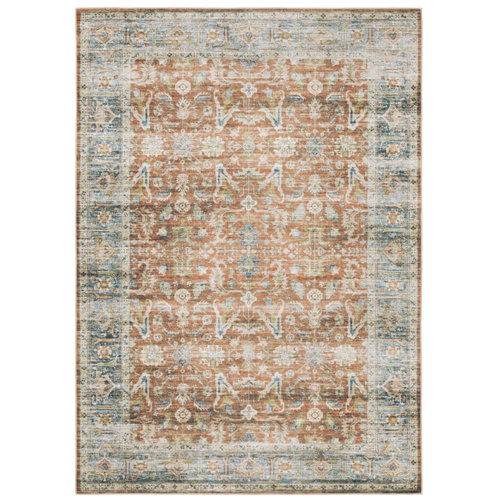 Charleston Rust & Blue Washable Rug