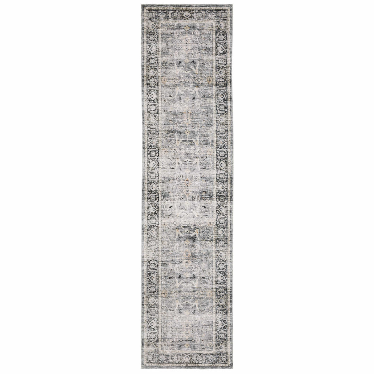 Charleston Charcoal & Grey Washable Rug